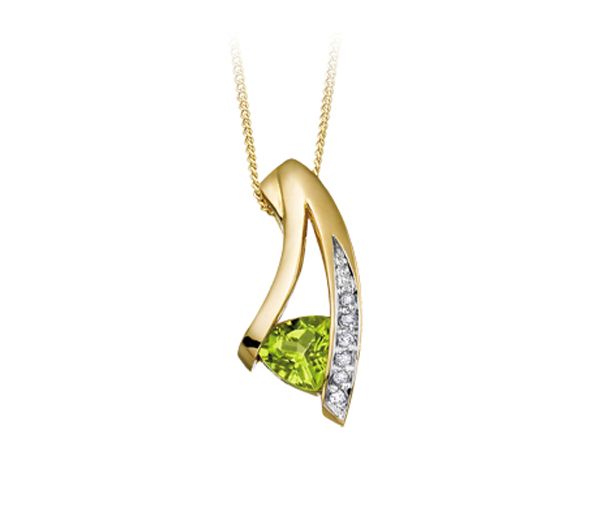 PENDENTIF 10K PERIDOT 0,03 DIAMANTS PENDENTIF 10K PERIDOT 0,03 DIAMANTS